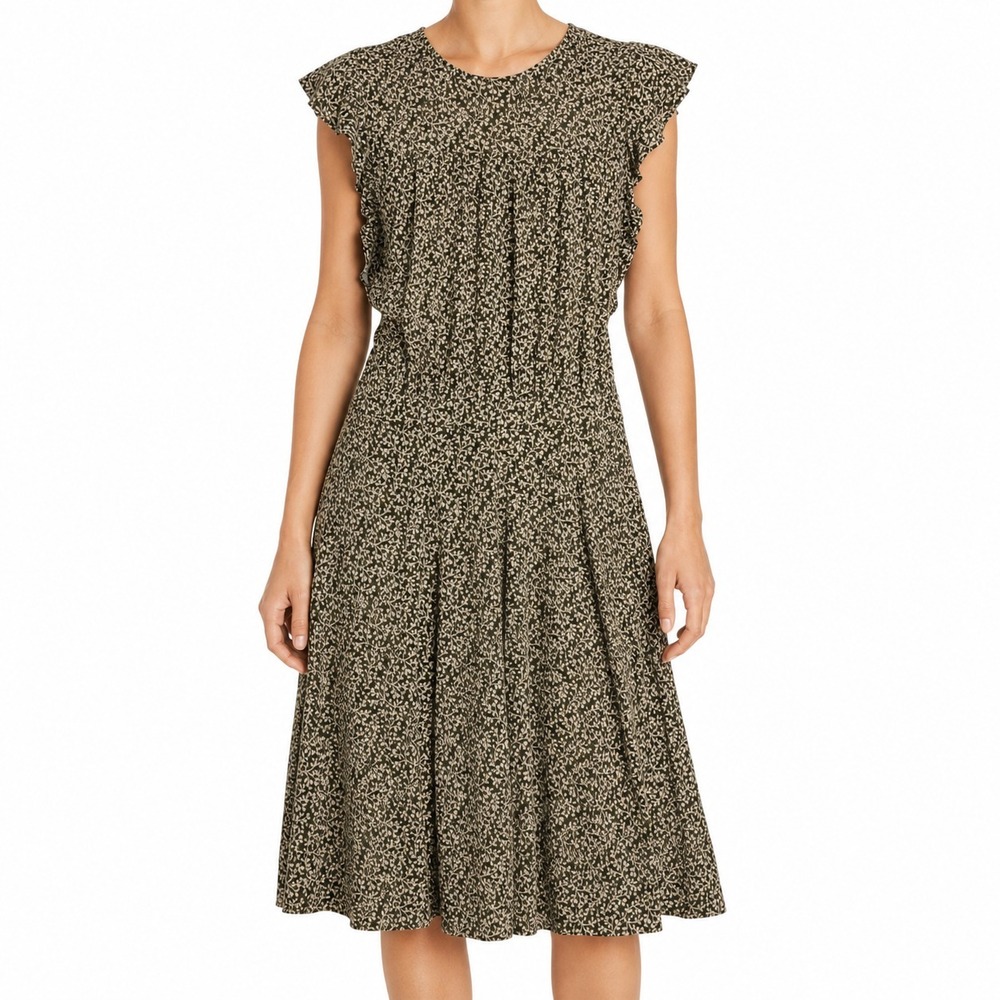 Boden Dress Womens 8L Floral Flutter Sleeve Ruffle Feminine Cottage Peasant Boho